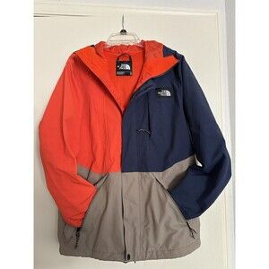 NORTH FACE Mens TURN IT UP Blue & Orange Waterproof Hooded Jacket - MINT!